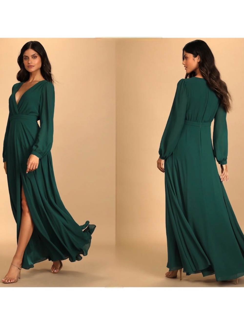 NWT Lulus Adoring You Hunter Green Long Sleeve Maxi Dress XL